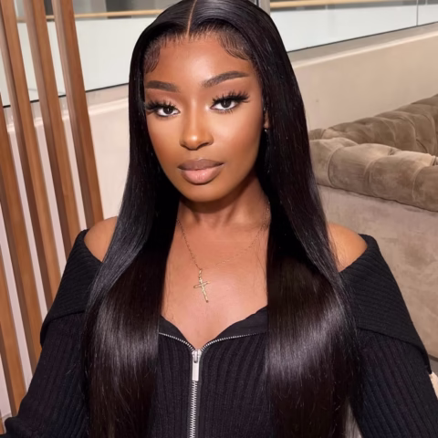 Brazilian Virgin Hair Straight 13x4 Lace Frontal Wigs Pre-Plucked. - 22 Inches